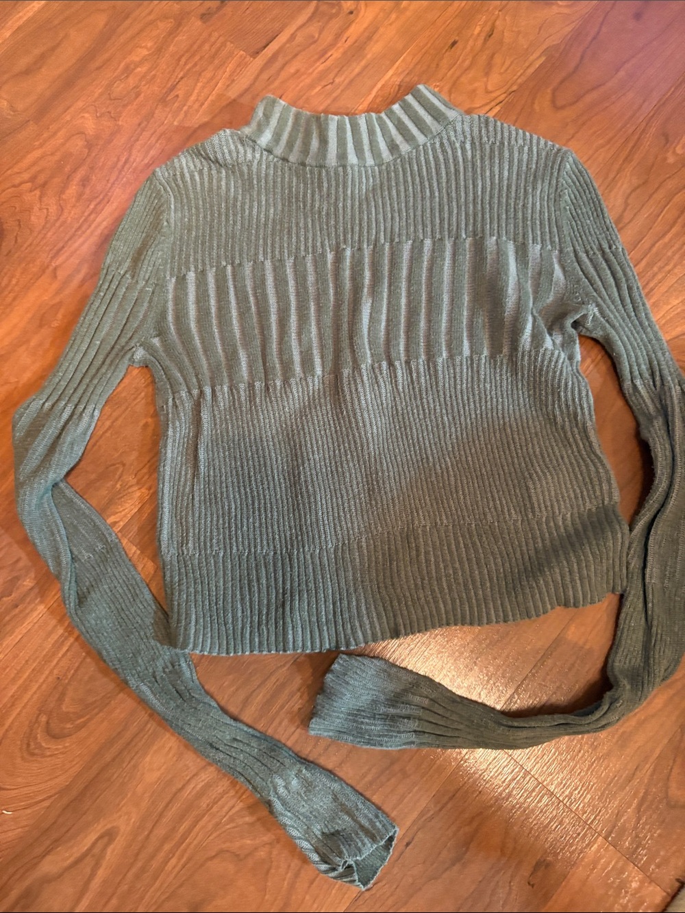 Ribbed Mock Neck Crop Sweater in Olive Green